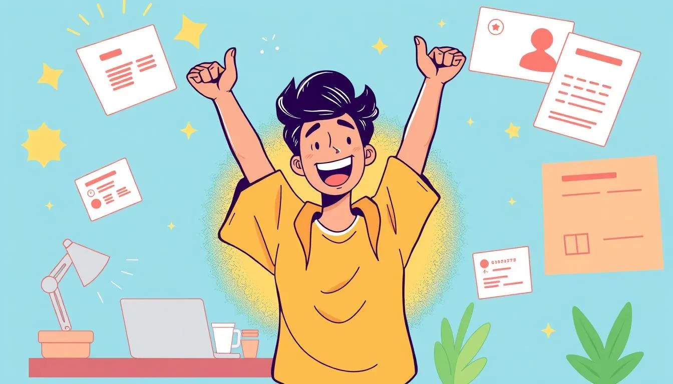 Person celebrating successful completion of their first freelance gig steps